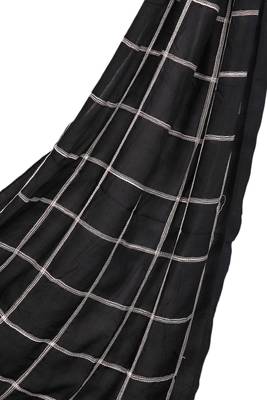 Best Seller - Designer Grid Hijab - Fabric 100 % Pure Cotton Hijab - Black 2