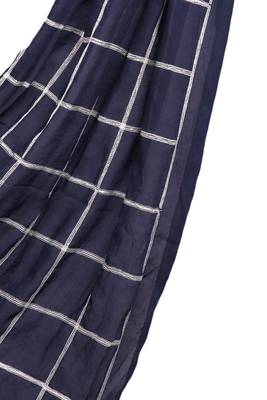 Best Seller - Designer Grid Hijab - Fabric 100 % Pure Cotton Hijab - Blue 2