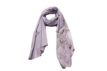 Stole For Women - Rich Cotton - Designer Diamond Work Hijab - Grey 1
