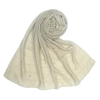 Stole For Women - Fabric - Crush Cotton - Designer Diamond Studed Crush Stole - Grey 1
