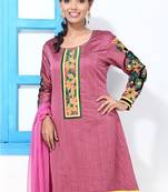 Mauve Cotton Silk Embroidery kurti style suit