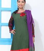Viridian Green Faux Georgette Embroidery Suit