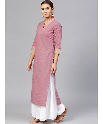 Varanga Women Grey & Pink Printed Straight Kurta 1