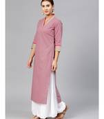 Varanga Women Grey & Pink Printed Straight Kurta