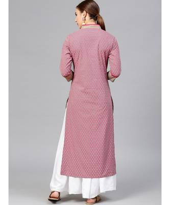 Varanga Women Grey & Pink Printed Straight Kurta 3