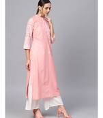 Varanga Women Peach-Coloured Yoke Design Straight Kurta