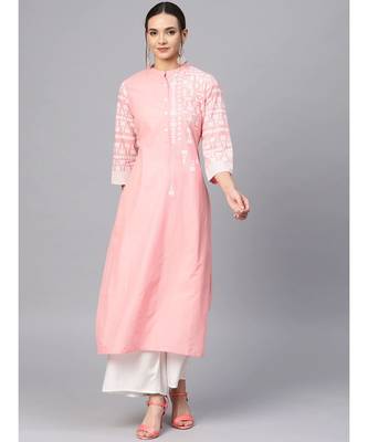Varanga Women Peach-Coloured Yoke Design Straight Kurta 4