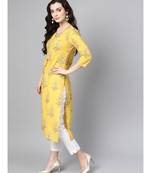 Varanga Women Yellow & Green Floral Print Straight Kurta