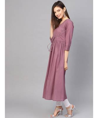Varanga Women Mauve Solid Anarkali Kurta 1