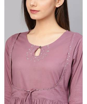Varanga Women Mauve Solid Anarkali Kurta 2