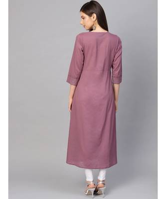 Varanga Women Mauve Solid Anarkali Kurta 3