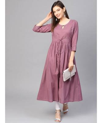Varanga Women Mauve Solid Anarkali Kurta 4