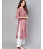 Varanga Women Pink & White Printed Straight Kurta