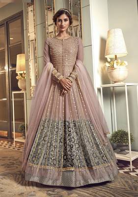 Light-purple embroidered net salwar 1