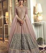 Light-purple embroidered net salwar