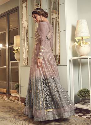Light-purple embroidered net salwar 2