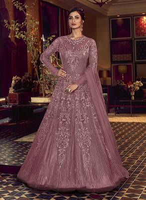 Purple embroidered net salwar 1