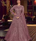Purple embroidered net salwar