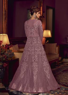 Purple embroidered net salwar 2