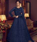 Blue embroidered net salwar