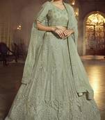 Alluring Green Dori Embroidered Net Fabric Semi Stitched Party wear Lehenga choli