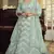 Sky-blue dori embroidered net Semi Stitched bridal lehenga