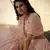 Peach thread embroidered with foil mirror organza Semi Stitched bridal lehenga