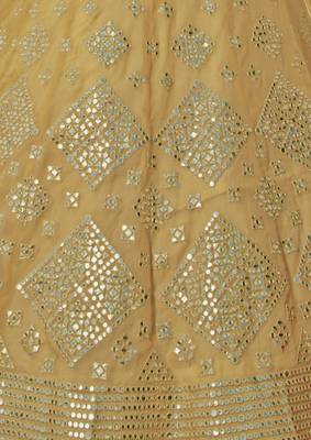 Yellow thread embroidered organza Semi Stitched Bridal Lehenga 3