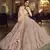 Peach embroidered net Semi Stitched bridal lehenga