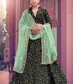 Black Fur Imported And Lime-Green Color Sequin Embroidered Lehenga Choli With Dupatta