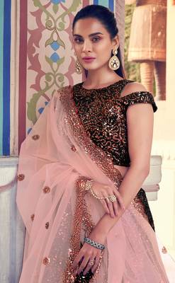 Fetching Black Fur Imported Fabric and Maroon Color Sequin Embroidered Ethnic Lehenga 2