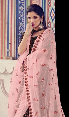Bewitching Black Fur Imported Fabric and Maroon Color Sequin Embroidered Designer Ghagra choli 3