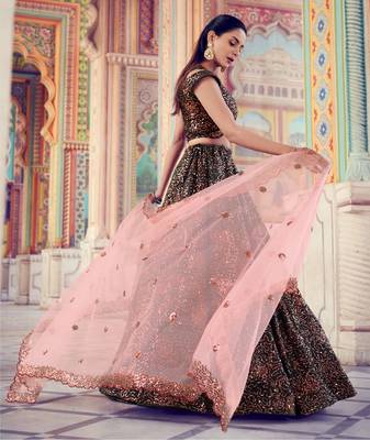 Fetching Black Fur Imported Fabric and Maroon Color Sequin Embroidered Ethnic Lehenga 4