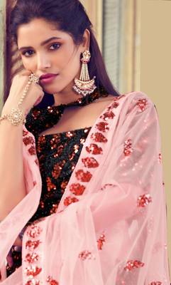 Bewitching Black Fur Imported Fabric and Maroon Color Sequin Embroidered Designer Ghagra choli 4