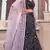 Black Sequins embroidered Fur imported Semi Stitched bridal lehenga