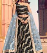 Mesmerizing Black Fur Imported Fabric and Golden Color Sequin Embroidered Party wear Lehenga choli