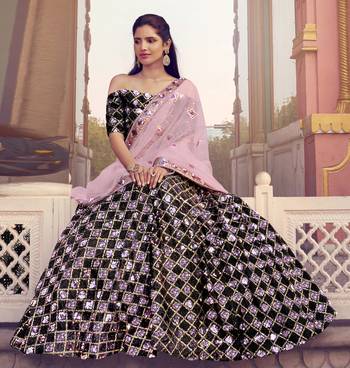 Enchanting Black Fur Imported Fabric and Purple Color Sequin Embroidered Designer Lehenga 3