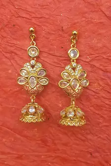 RozMili  Brass High precious quality kundan American diamond latest Bollywood Designer Drop earrings