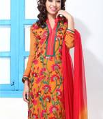 Carrot Orange Faux Georgette Embroidery Suit 