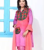 Shaded Satin Silk and embroidery Collar Suit