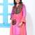 Shaded Satin Silk and embroidery Collar Suit