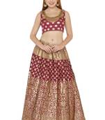 Purple self design art silk semi stitched lehenga choli
