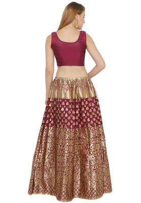 Purple self design art silk semi stitched lehenga choli 2