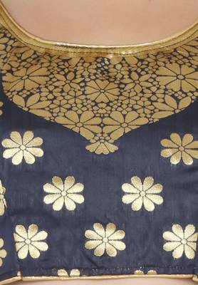 Navy-blue self design art silk semi stitched lehenga choli 4