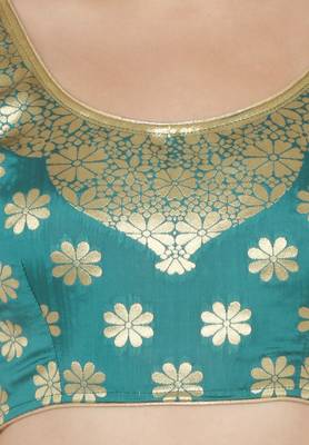 Blue self design art silk semi stitched lehenga choli 4