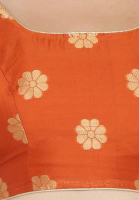 Orange self design art silk semi stitched lehenga choli 4