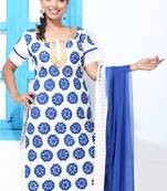 White and Blue Croatia lace and Embroidery Suit