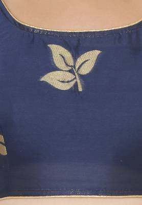 Navy-blue self design art silk semi stitched lehenga choli 4