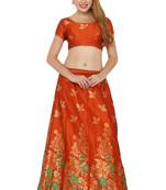Orange self design art silk semi stitched lehenga choli