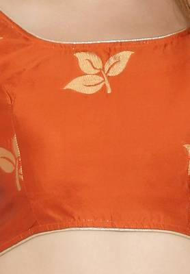 Orange self design art silk semi stitched lehenga choli 4